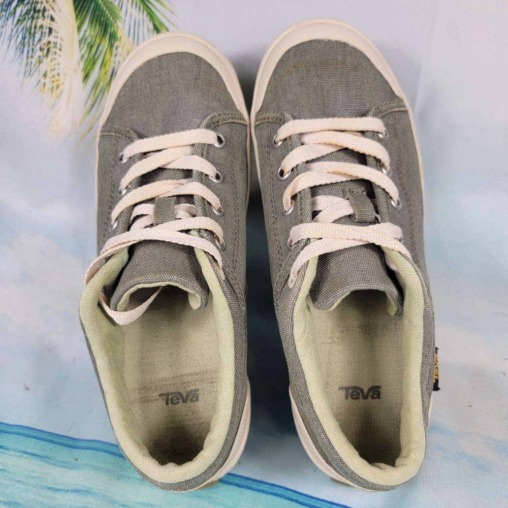 Teva Freewheel Washed‎ Canvas Green Low Top Sneakers Women's 7.5 - Picture 6 of 10
